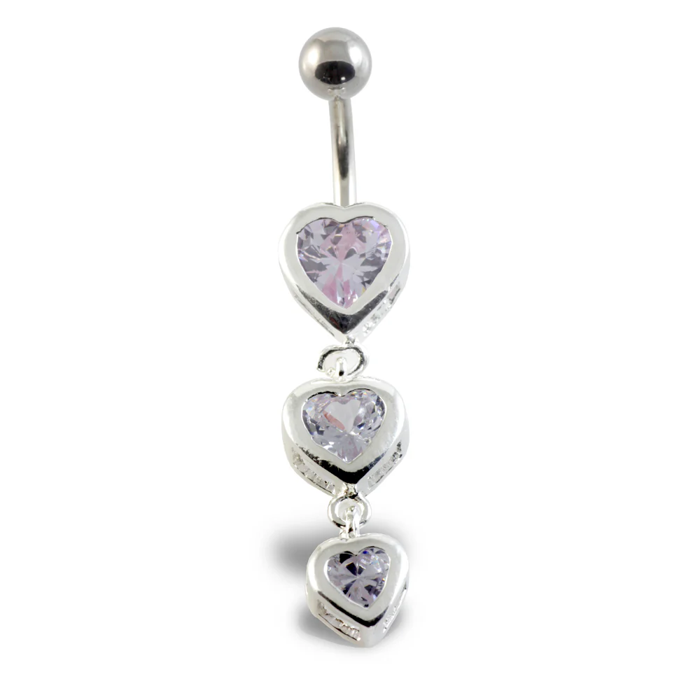 Triple Heart Silver & Steel Navel - Image 2