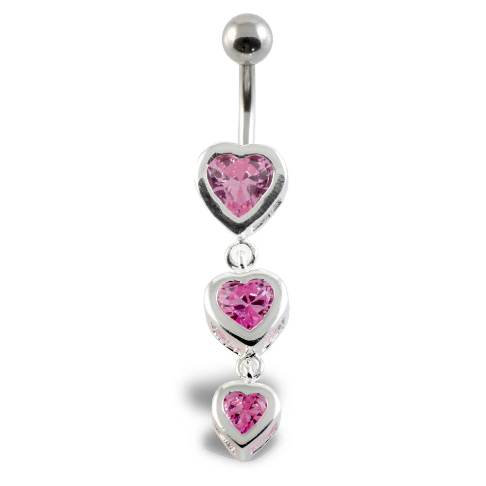 Triple Heart Silver & Steel Navel - Image 4