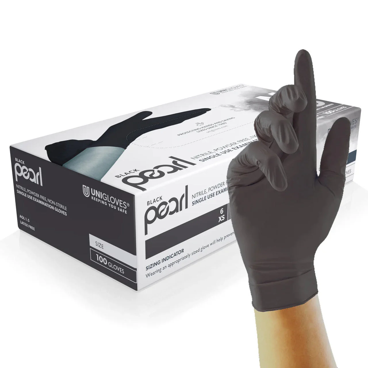 Unigloves Black Pearl Nitrile Gloves Powder Free - Image 2