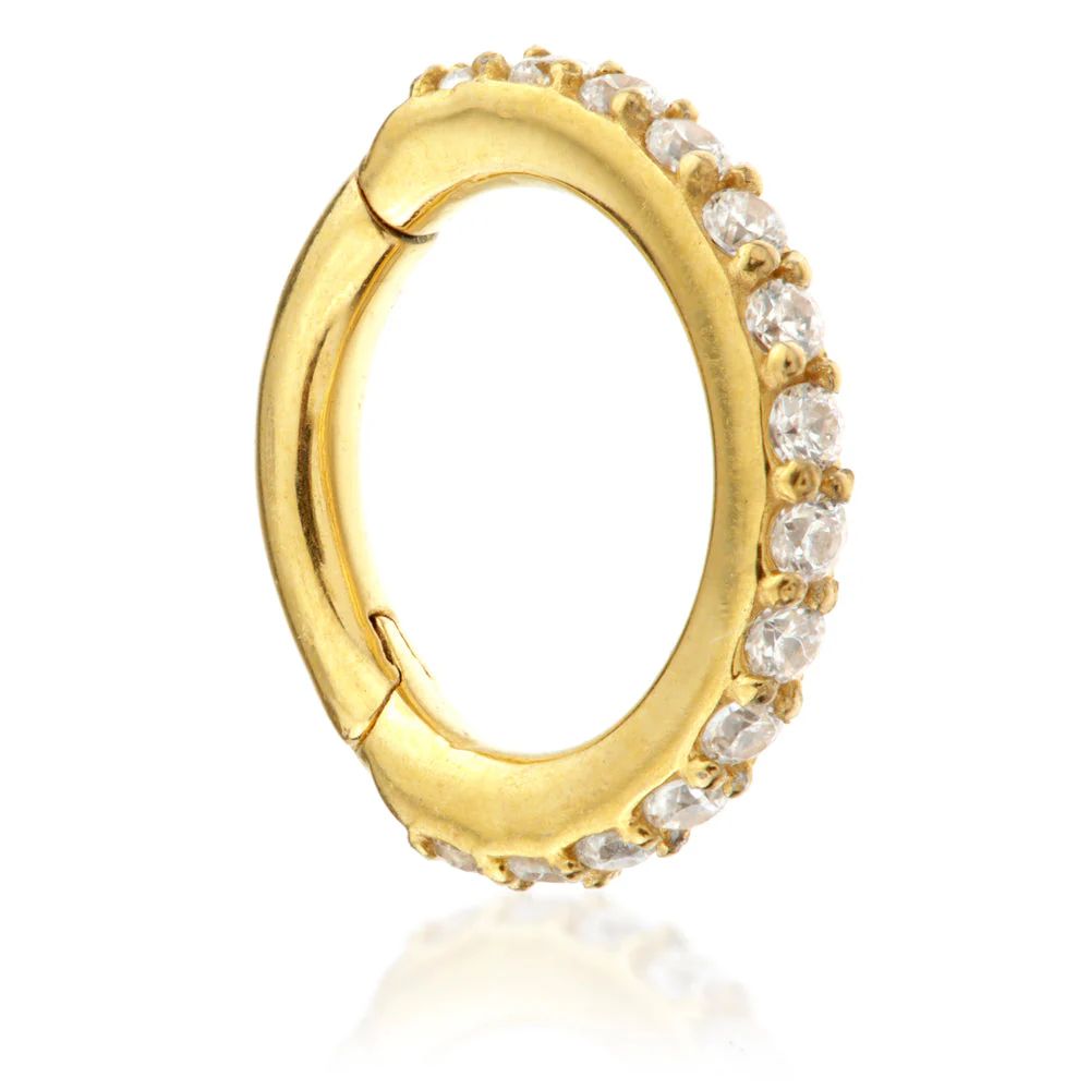 Zircon Gold Steel Full Pave Gems Hinged Micro Ring - Image 2