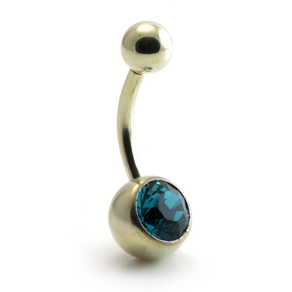 Zircon Gold Steel Jewelled Navel Bar - Image 10
