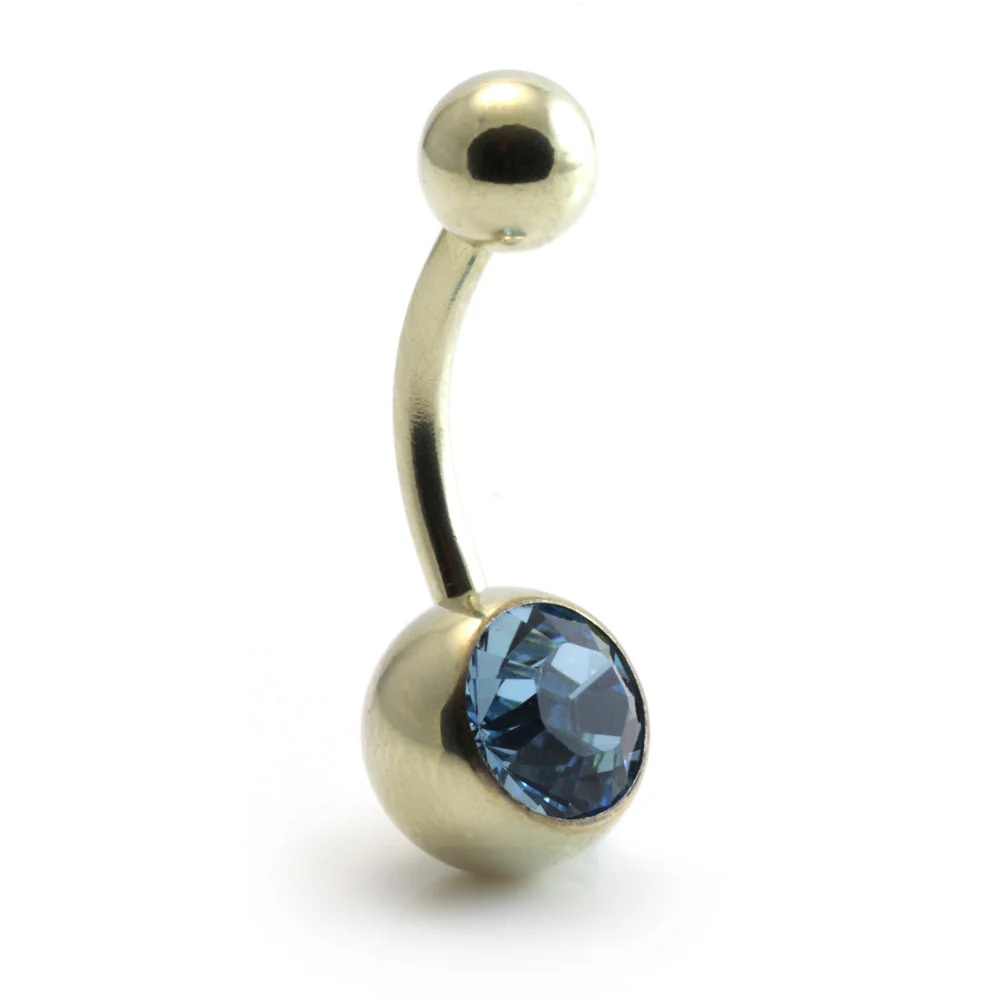 Zircon Gold Steel Jewelled Navel Bar - Image 11