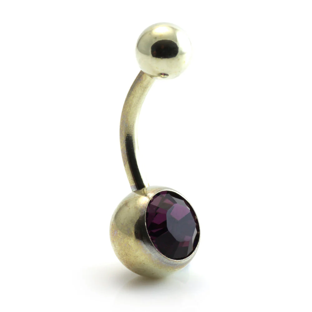 Zircon Gold Steel Jewelled Navel Bar - Image 12