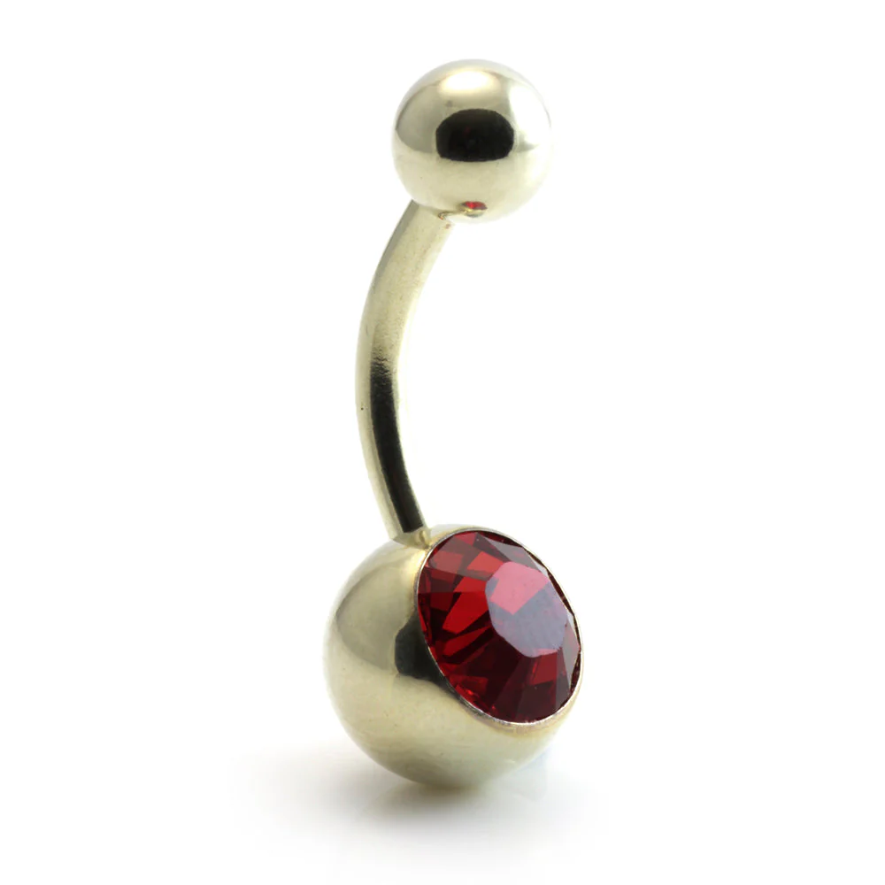 Zircon Gold Steel Jewelled Navel Bar - Image 5