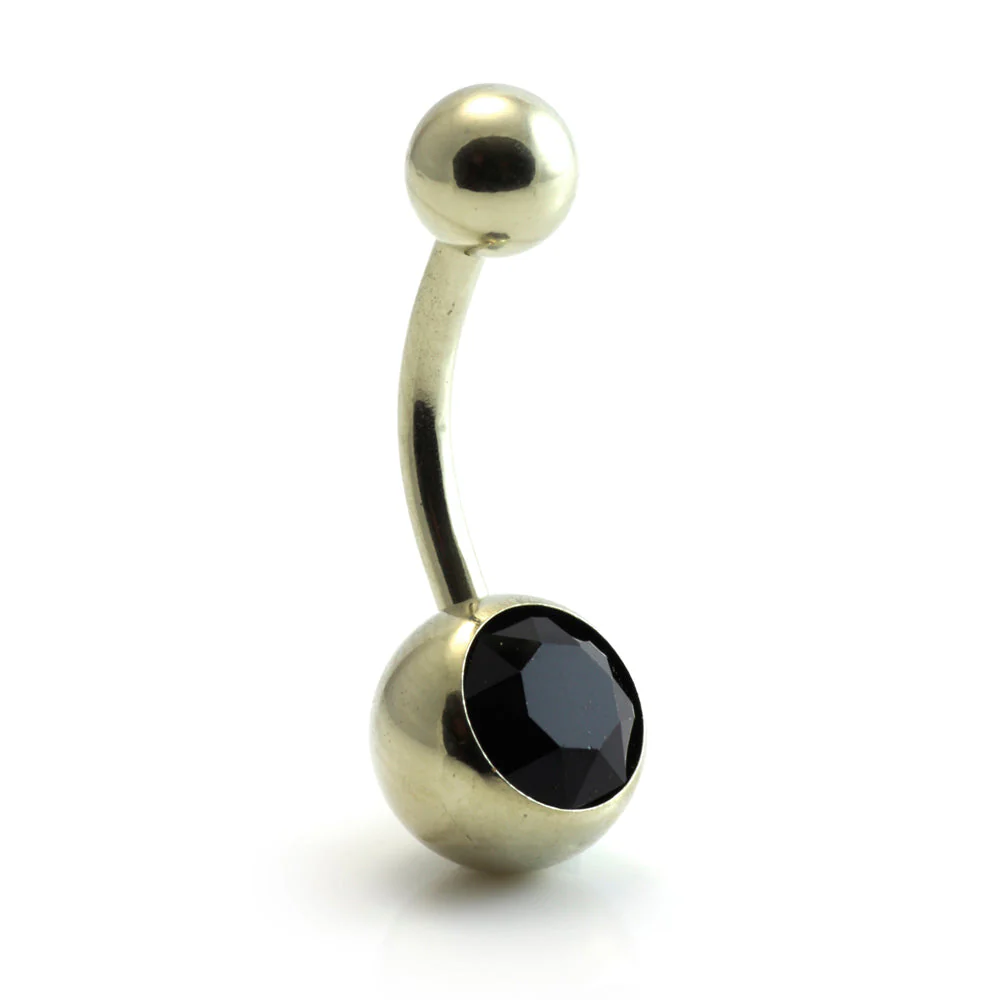Zircon Gold Steel Jewelled Navel Bar - Image 7