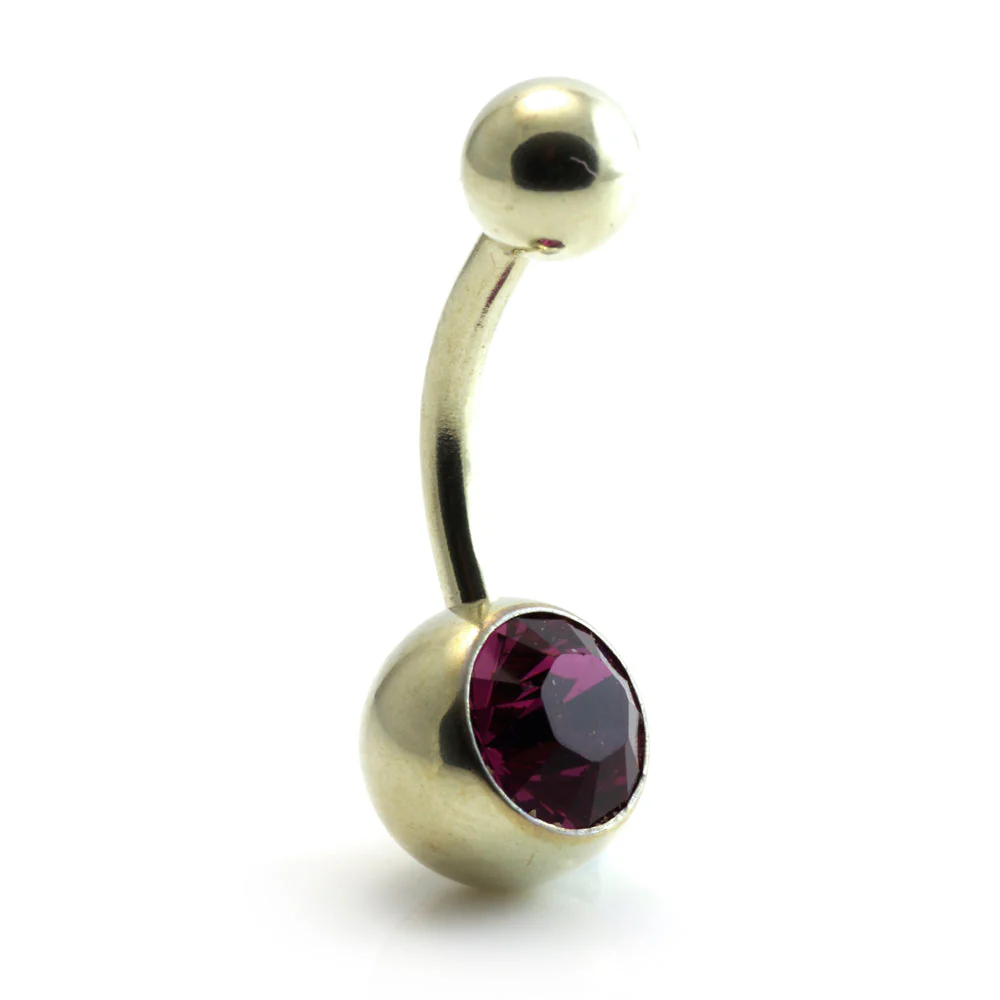 Zircon Gold Steel Jewelled Navel Bar - Image 8