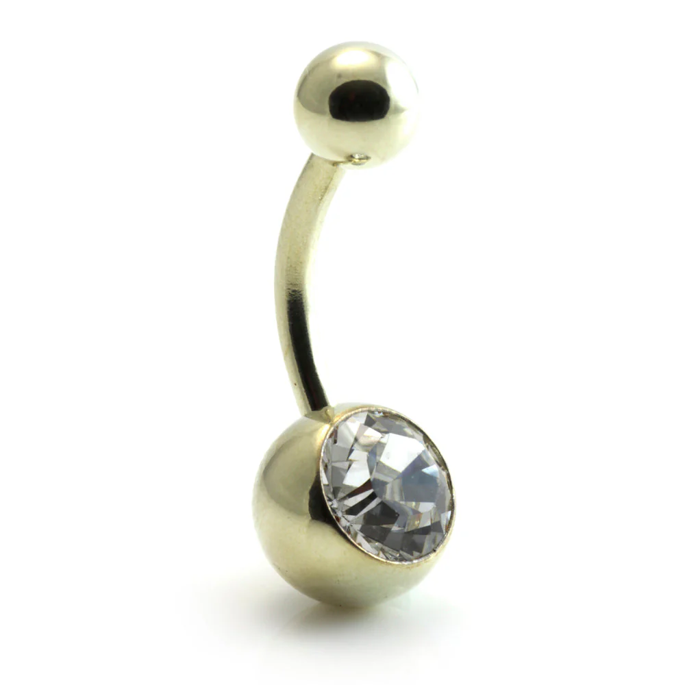 Zircon Gold Steel Jewelled Navel Bar - Image 9