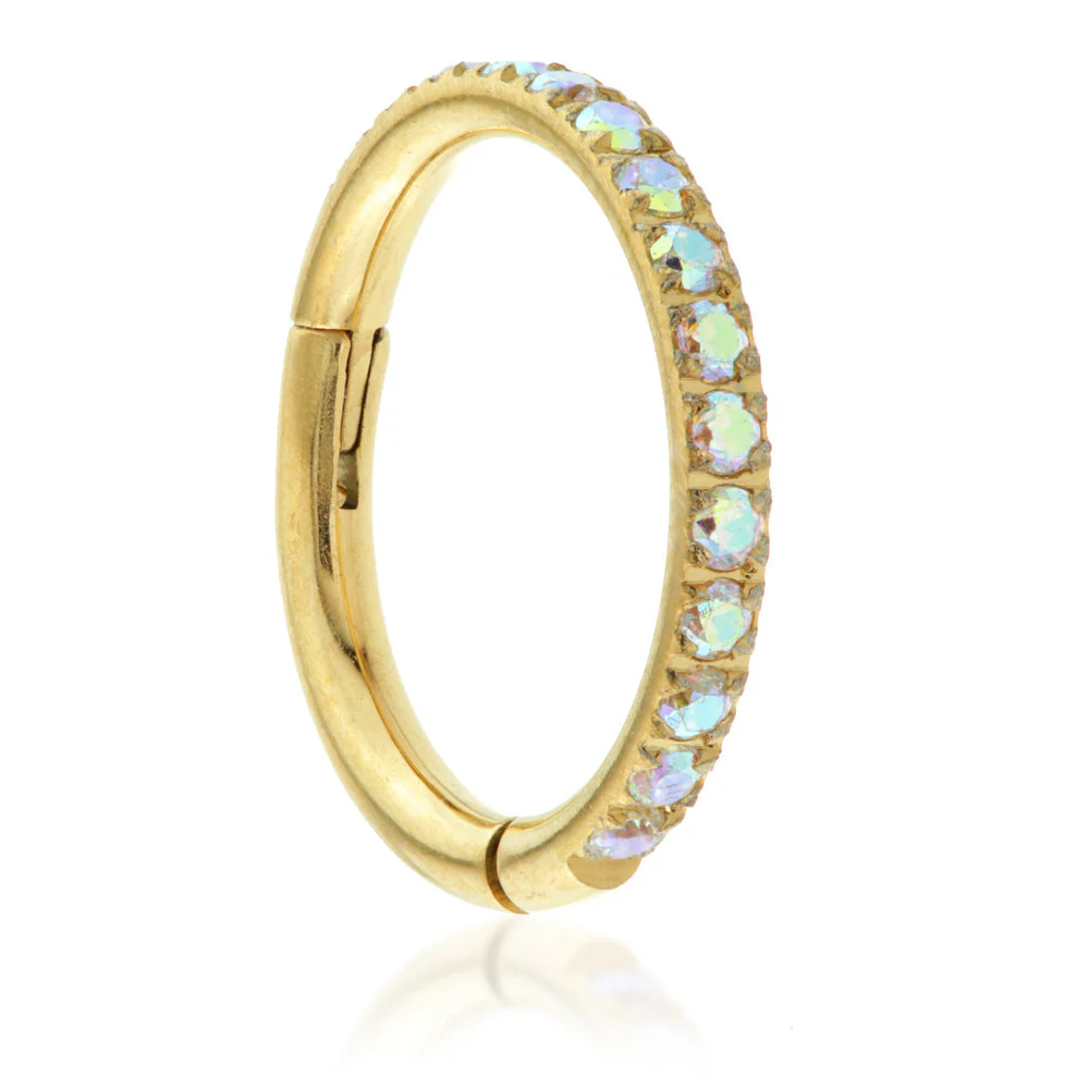 Zircon Gold Ti Full Pave Gems Hinged Micro Ring - Image 2