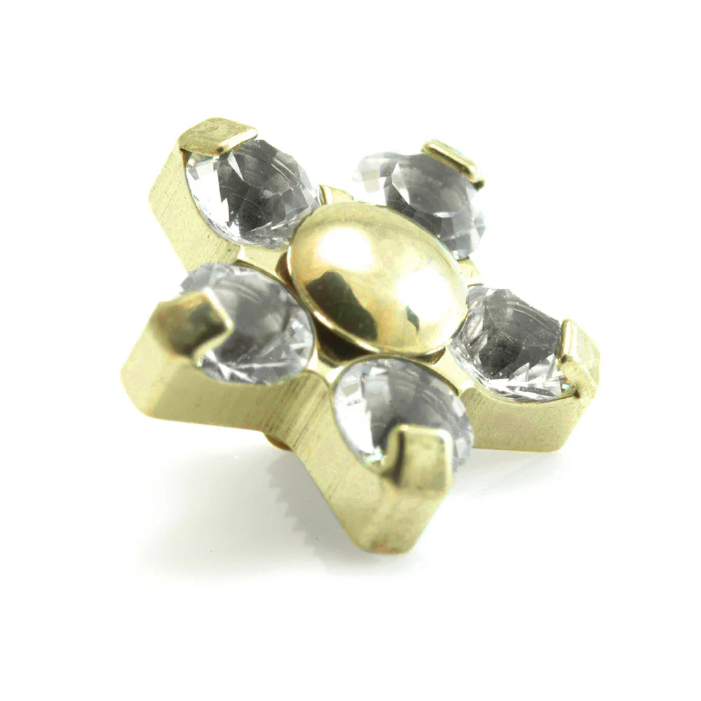 Zircon Gold Titanium Micro Flower - 5 Petals