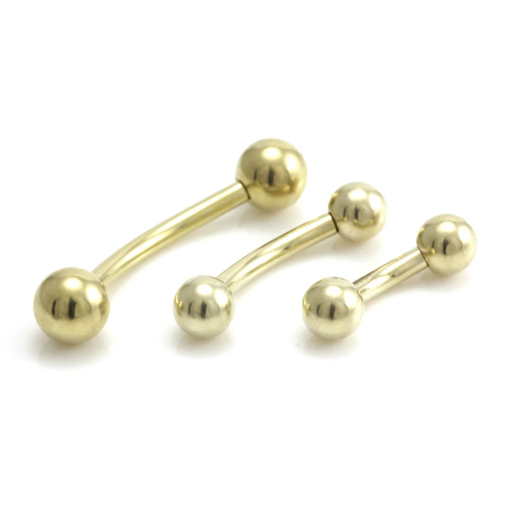 Zircon PVD Gold Ti External Thread Curved Barbell