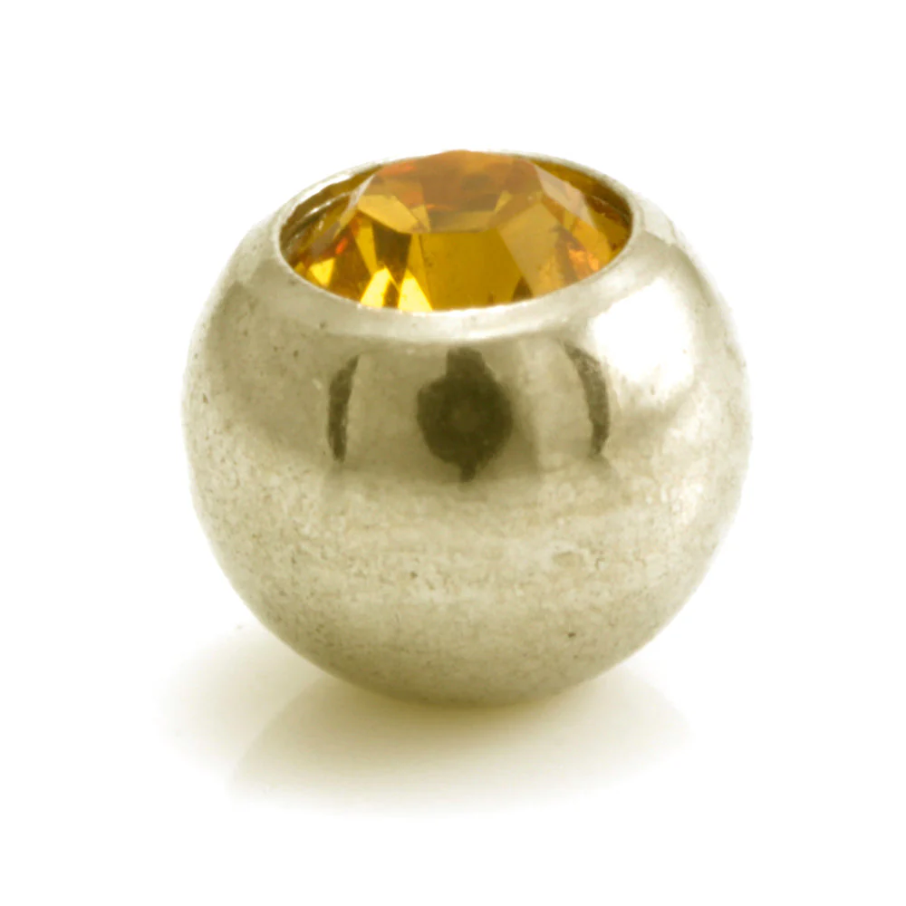 Zircon PVD Gold Ti Gem Ball - Image 2