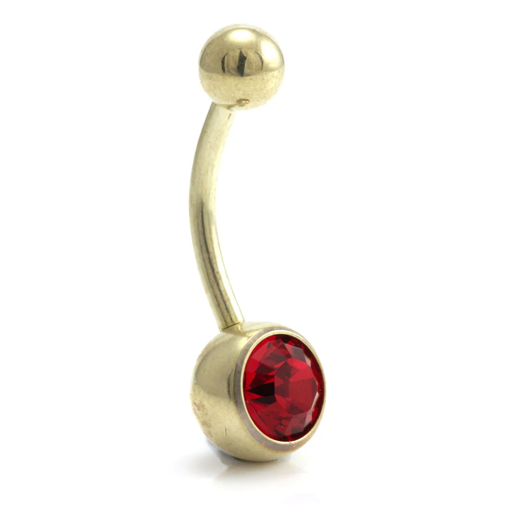 Zircon PVD Gold Ti Single Jewelled Navel Bar - Image 6